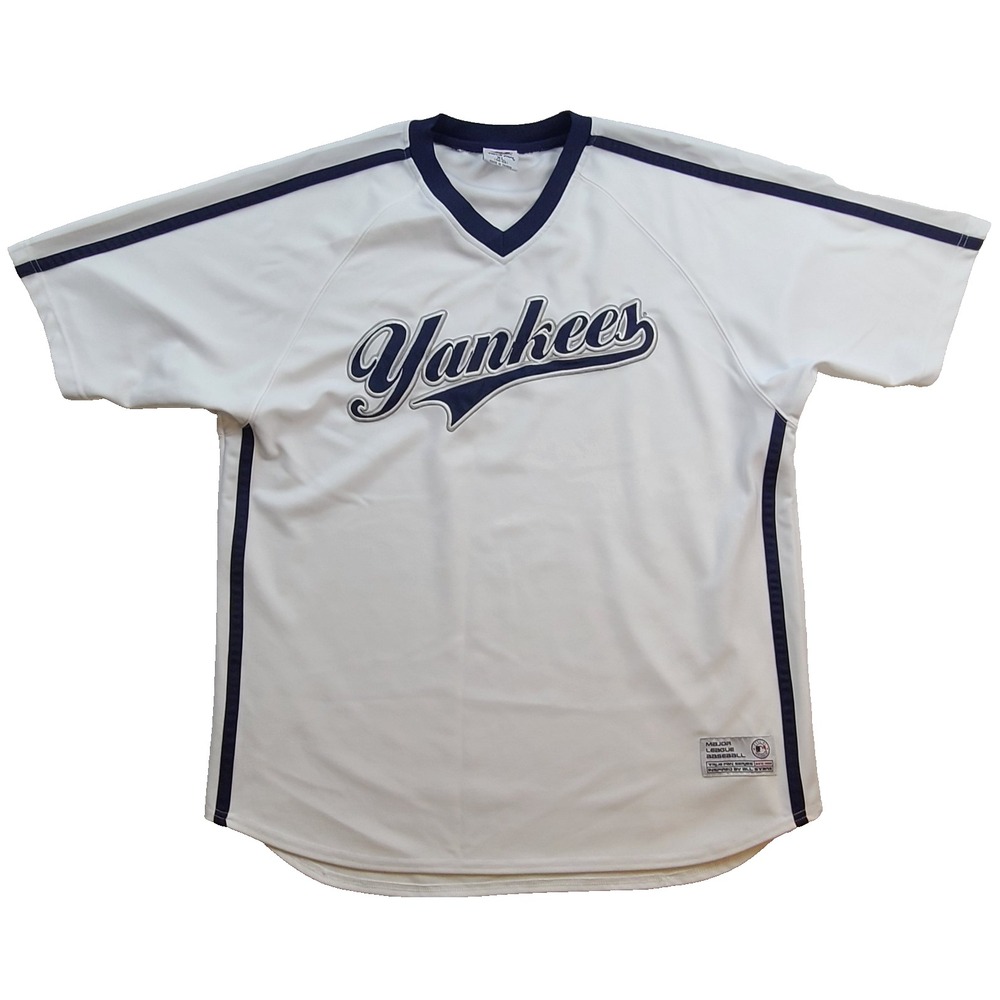 New York Yankees Embroidered Script Jersey Shirt Mens XL MLB True Fan Baseball